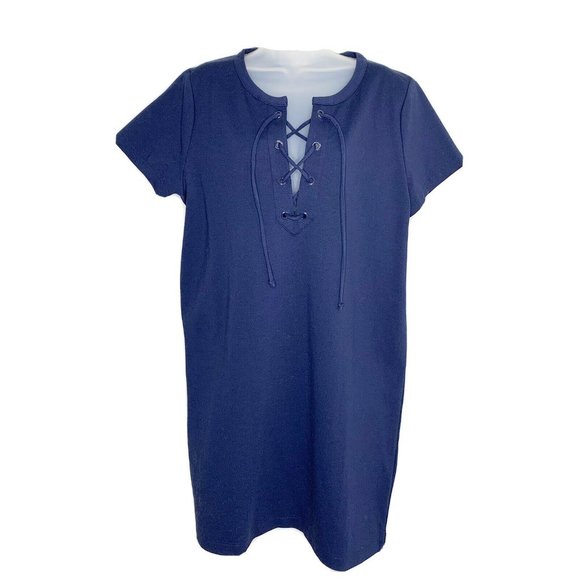 J. Crew Dresses & Skirts - J.Crew Lace-Up Knit Dress Shift Mini Short Size XL